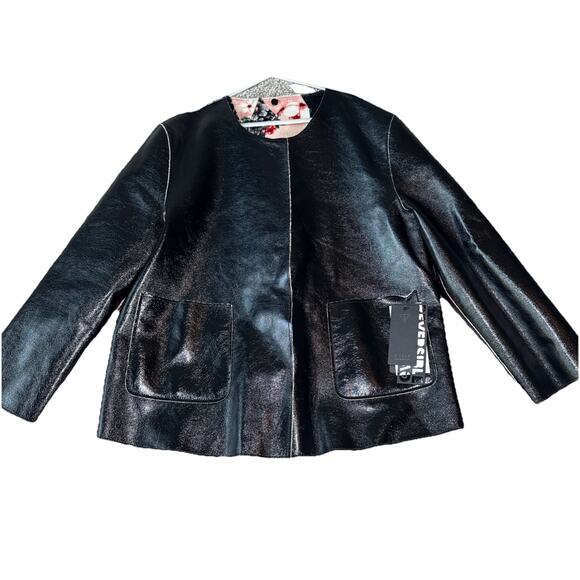 NWOT GUESS Faux Leather & Suede Floral Reversible Coat-Size Medium - Picture 1 of 9